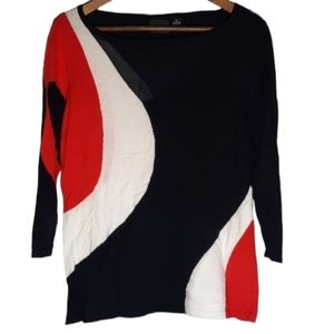 Tribal Size M 3/4 Sleeve Red,‎ Black, and White Sweater